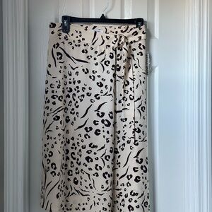Nine West Cream and Black Animal Print A-Line Skirt